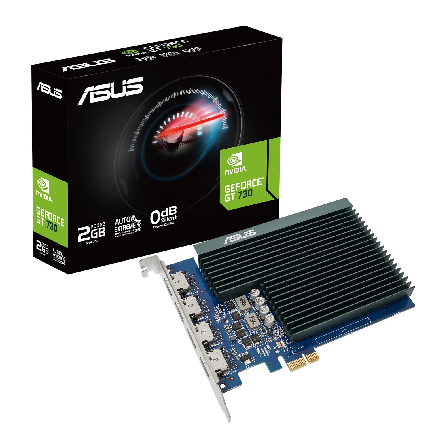 ASUS GT730-4H-SL-2GD5 NVIDIA GeForce GT 730 2 GB GDDR5 - 4 porte HDMI, raffreddamento passivo, risoluzione 3840 x 2160