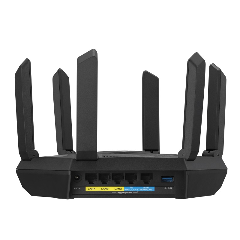 ASUS RT-AXE7800 Router Wireless Tri-band Wi-Fi 6E (2,4 GHz/5 GHz/6 GHz) con Mobile Tethering e Sicurezza Avanzata - Nero