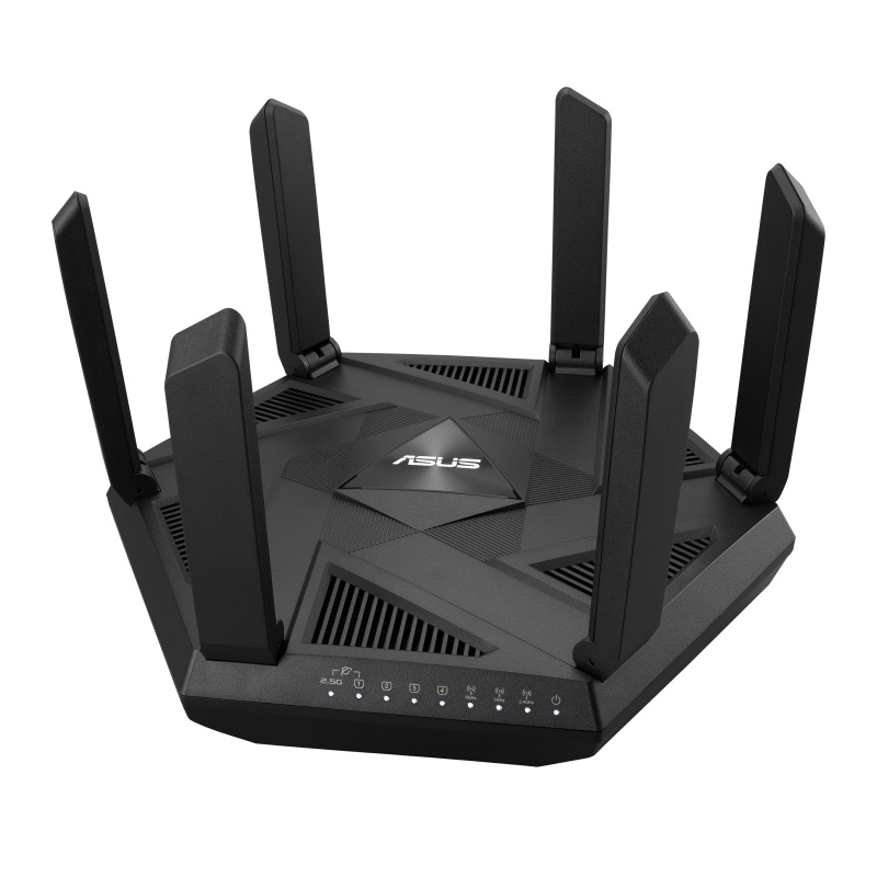 ASUS RT-AXE7800 Router Wireless Tri-band Wi-Fi 6E (2,4 GHz/5 GHz/6 GHz) con Mobile Tethering e Sicurezza Avanzata - Nero