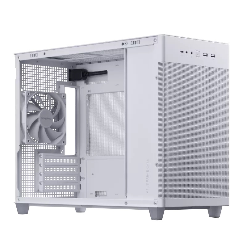 ASUS Prime AP201 TG WHITE Mini Tower Case Bianco con Vetro Temperato, Micro ATX e Mini-ITX, Supporto per Dissipatori da 360 mm e Schede Grafiche fino a 338 mm