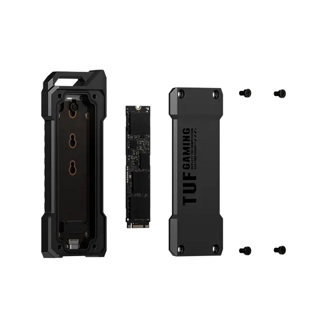 ASUS TUF Gaming A1 - Box Esterno SSD M.2, USB-C 3.2 Gen 2x1, Velocità 10Gbps, Resistente a Cadute e Acqua, Nero