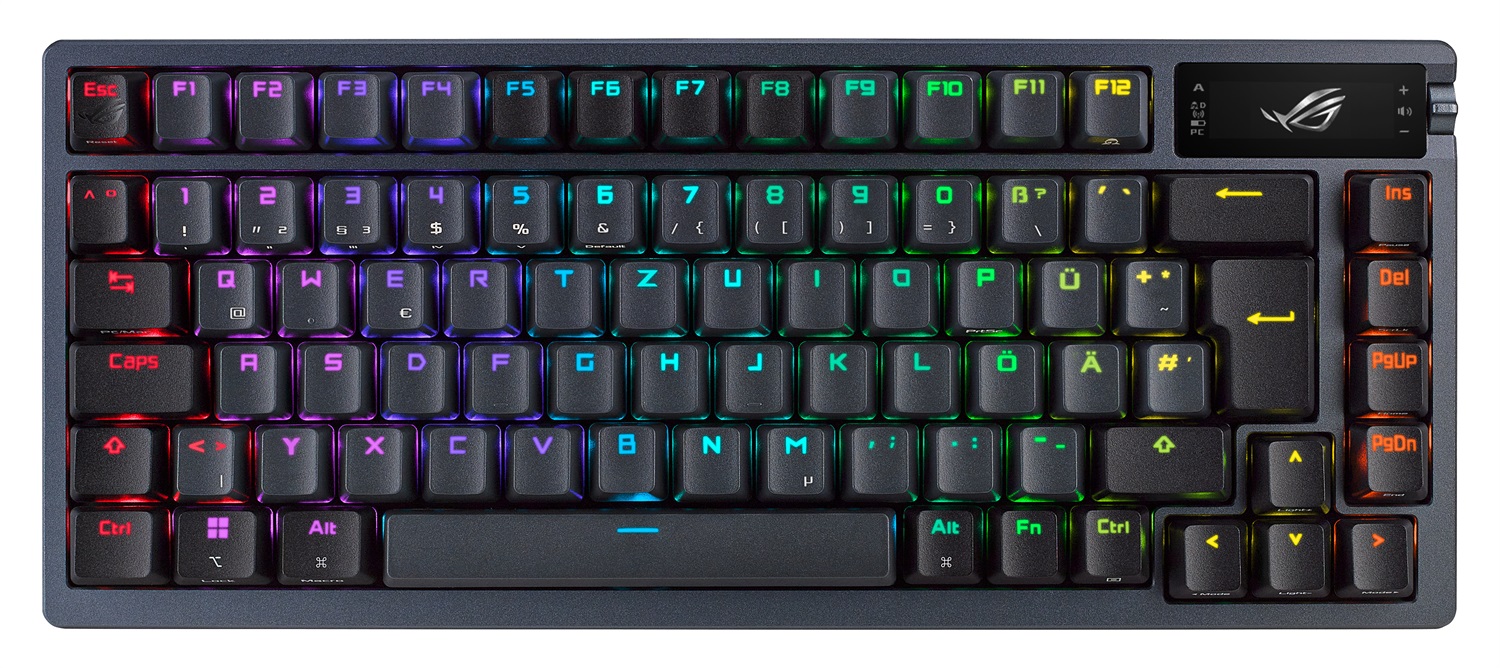 ASUS ROG Azoth Tastiera Gaming Meccanica Wireless 75% con Display OLED, Switch ROG NX Rossi Sostituibili, Illuminazione RGB, Layout QWERTY Italiano