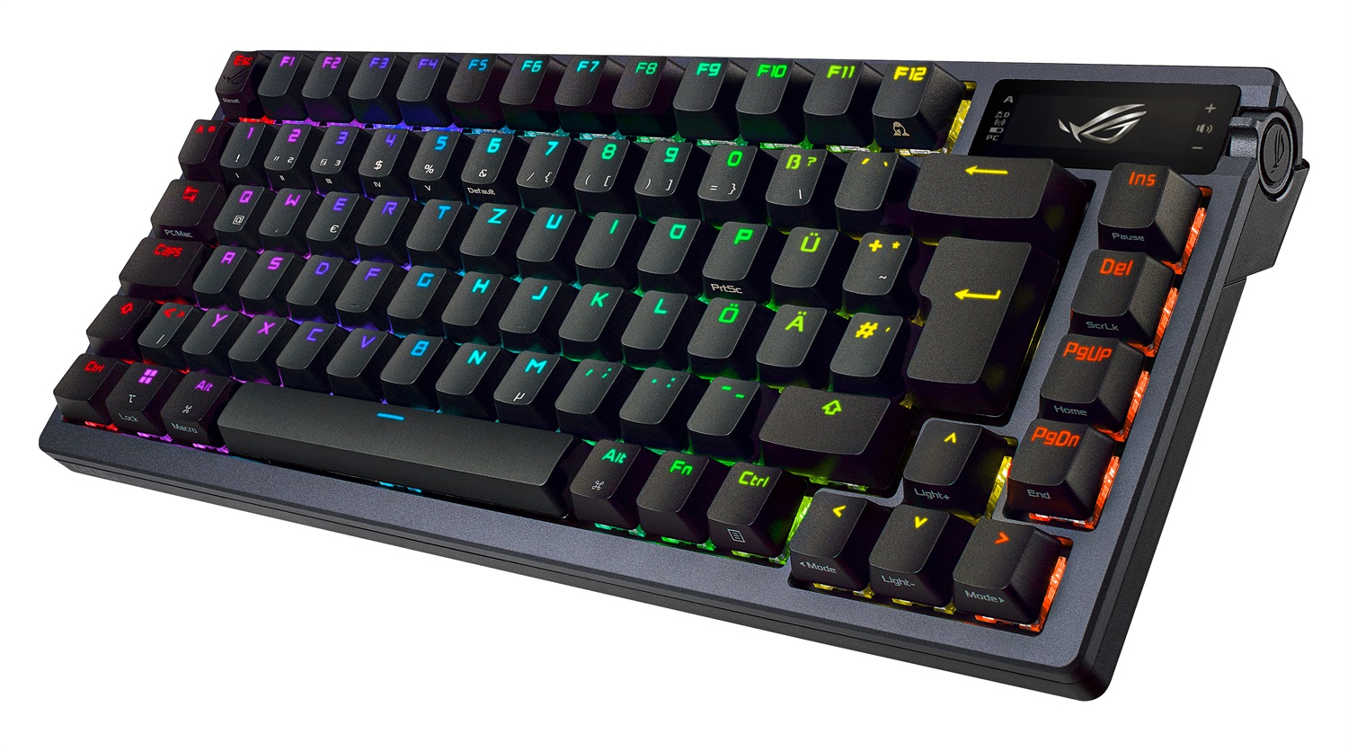 ASUS ROG Azoth Tastiera Gaming Meccanica Wireless 75% con Display OLED, Switch ROG NX Rossi Sostituibili, Illuminazione RGB, Layout QWERTY Italiano