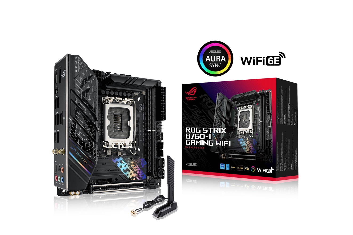 ASUS ROG STRIX B760-I GAMING WIFI Scheda Madre Mini-ITX Intel B760 LGA 1700, DDR5, PCIe 5.0, 2 Slot M.2, 2.5G Ethernet, USB 3.2 Gen 2x2 Type-C, Aura Sync RGB