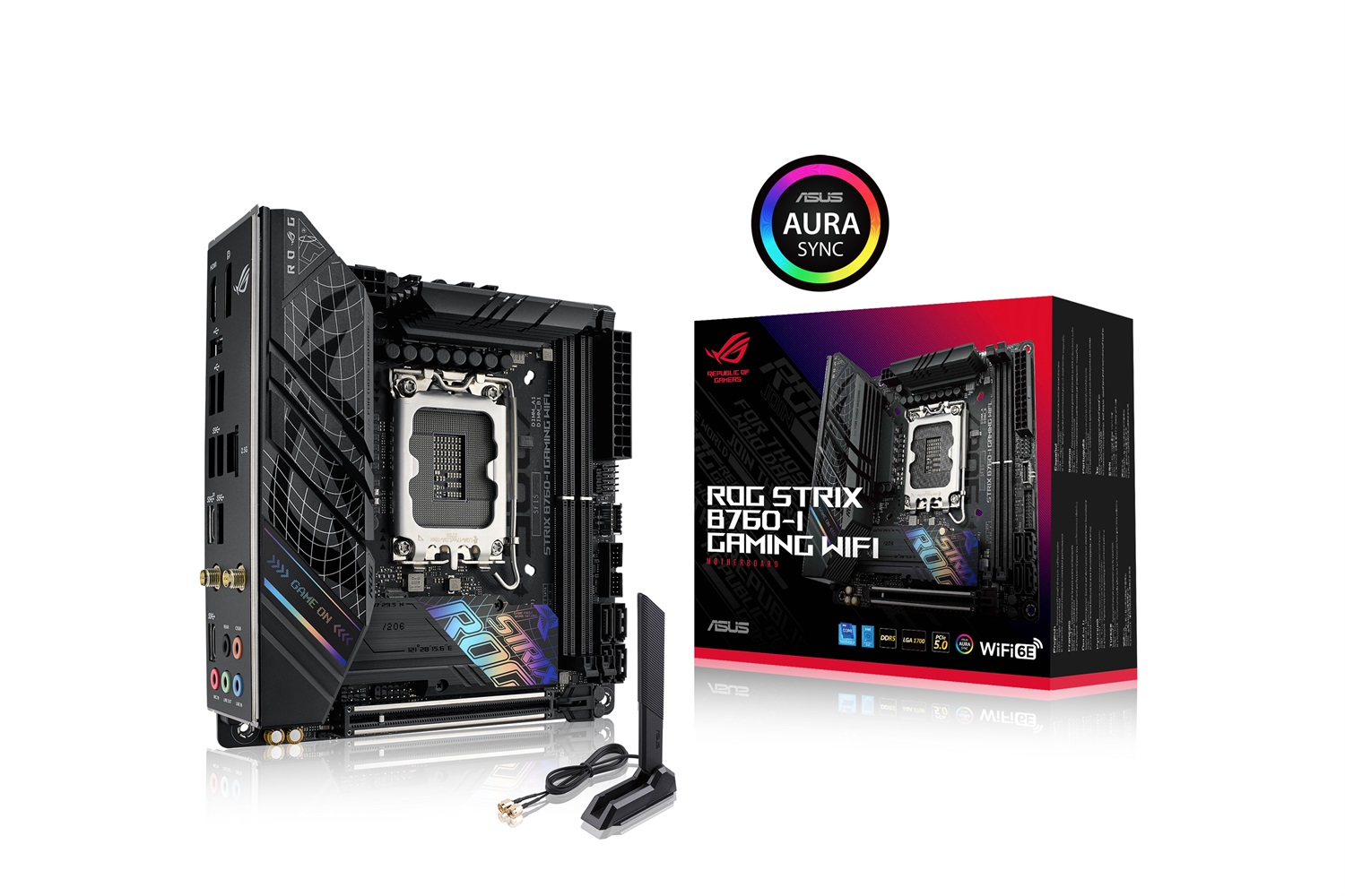 ASUS ROG STRIX B760-I GAMING WIFI Scheda Madre Mini-ITX Intel B760 LGA 1700, DDR5, PCIe 5.0, 2 Slot M.2, 2.5G Ethernet, USB 3.2 Gen 2x2 Type-C, Aura Sync RGB