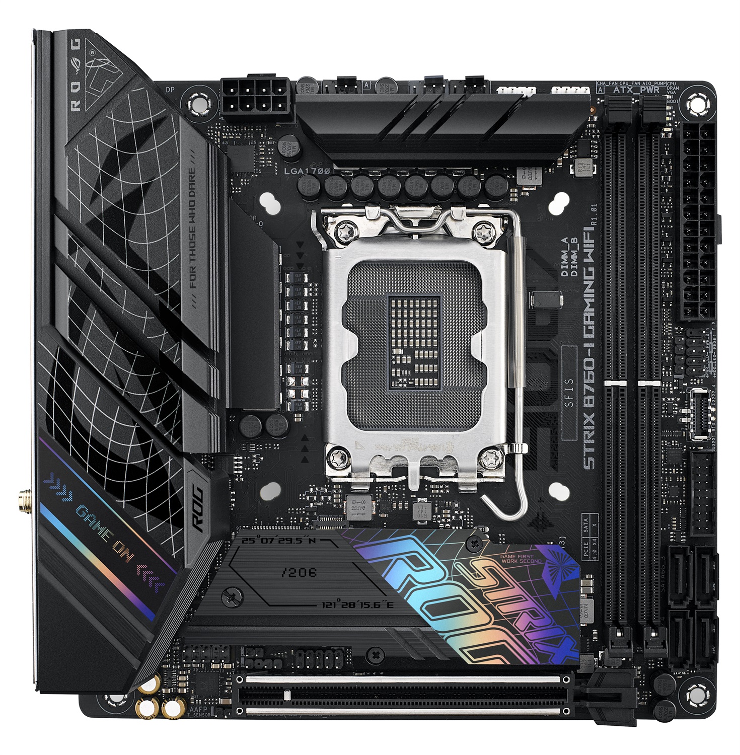ASUS ROG STRIX B760-I GAMING WIFI Scheda Madre Mini-ITX Intel B760 LGA 1700, DDR5, PCIe 5.0, 2 Slot M.2, 2.5G Ethernet, USB 3.2 Gen 2x2 Type-C, Aura Sync RGB