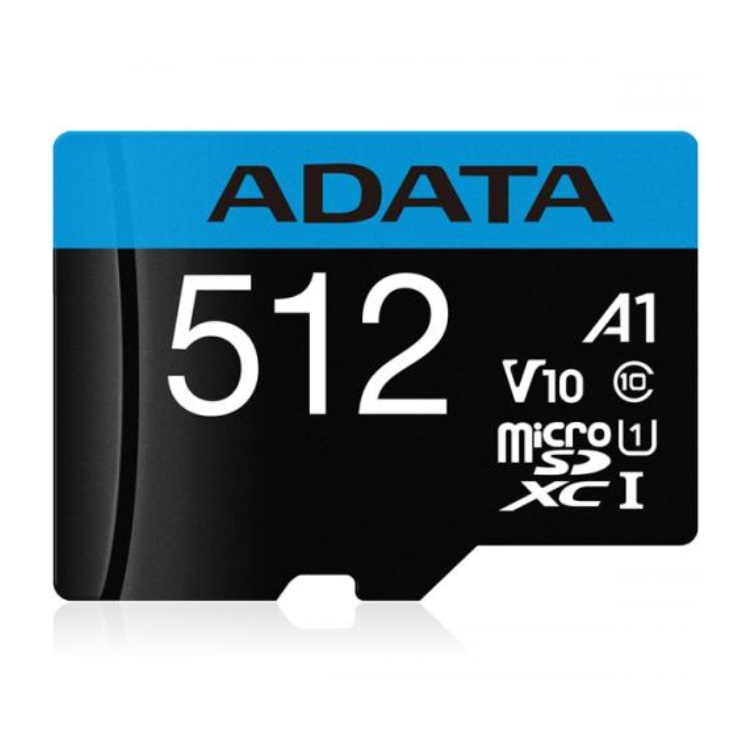 ADATA Premier MicroSDXC 512 GB - Classe 10, UHS-I, Velocità di lettura 100 MB/s, Velocità di scrittura 25 MB/s, Nero/Blu