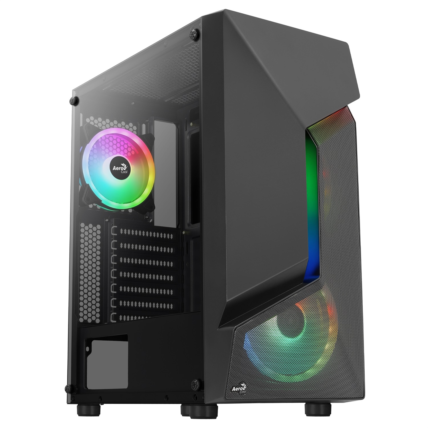 Aerocool SCAPEBKV3 Case Gaming ATX Midi Tower Nero con Frontale RGB LED, Vetro Temperato e 3 Ventole ARGB