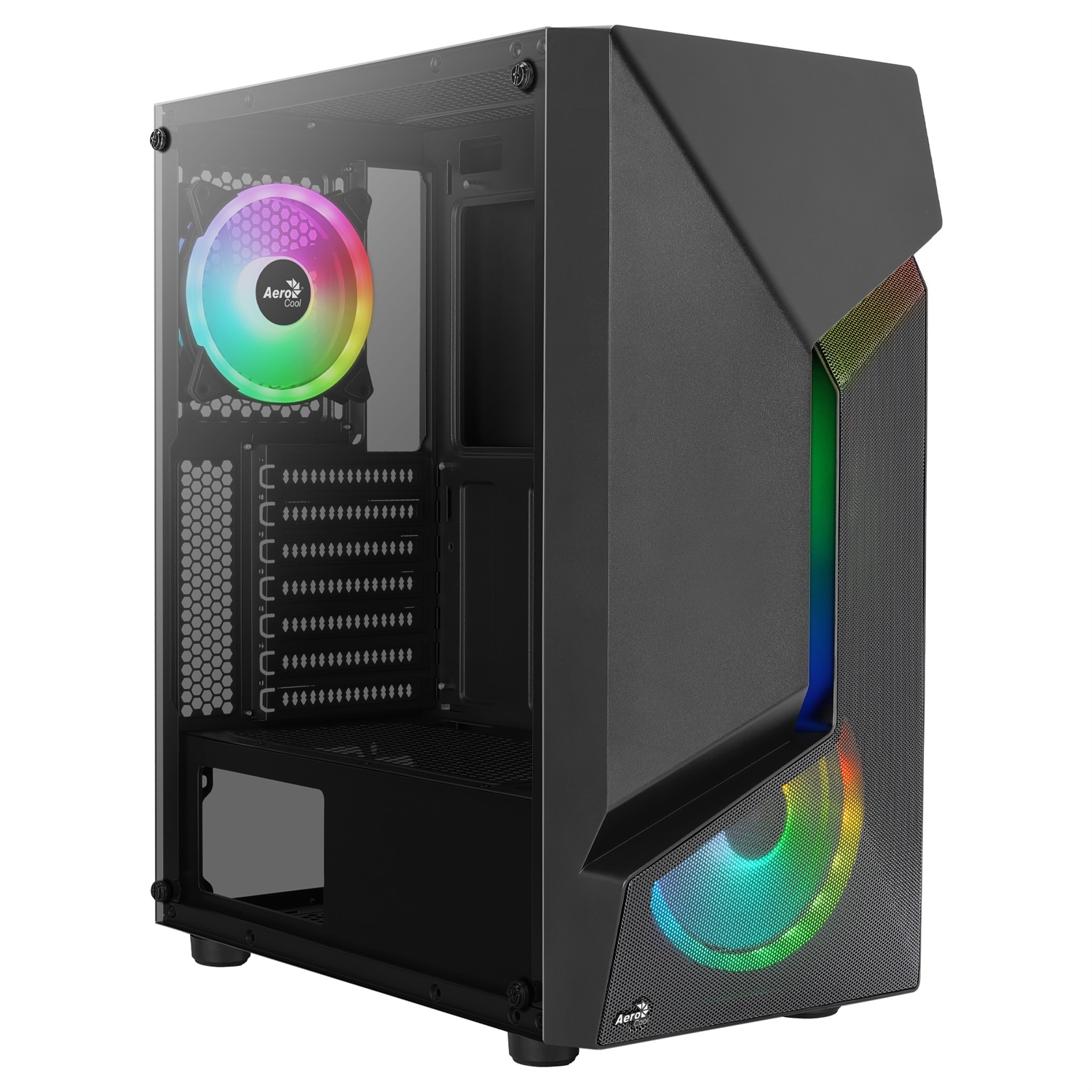 Aerocool SCAPEBKV3 Case Gaming ATX Midi Tower Nero con Frontale RGB LED, Vetro Temperato e 3 Ventole ARGB