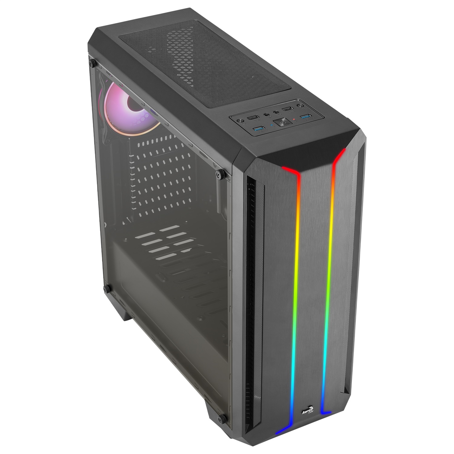 AEROCOOL Case Skyline ARGB V2 Midi Tower Nero - Supporto ATX, micro ATX, Mini-ITX, Ventole 120 mm