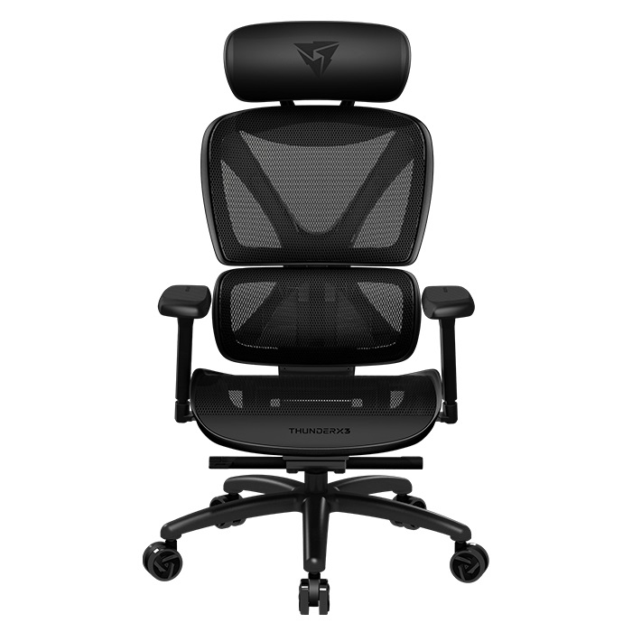 ThunderX3 XTC Sedia Gaming in Rete - Seduta e Schienale Regolabili, Colore Nero, Altezza 118-126 cm