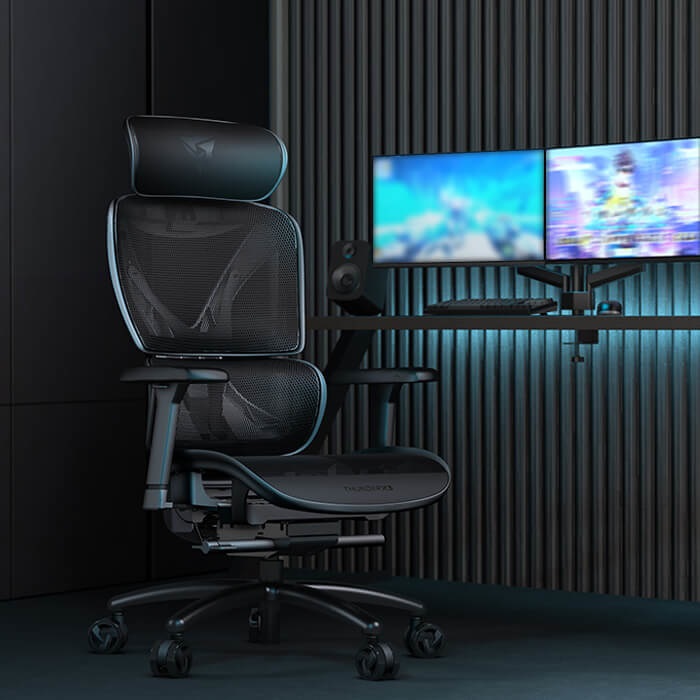 ThunderX3 XTC Sedia Gaming in Rete - Seduta e Schienale Regolabili, Colore Nero, Altezza 118-126 cm