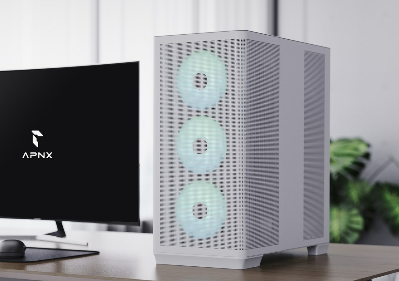 Aerocool APNX C1-WT-V1-ARGB Computer Case Midi Tower Bianco con Ventole RGB