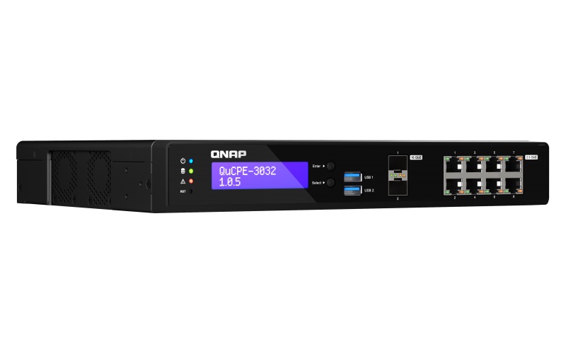 QNAP QuCPE-3032-C3558R-8G - Intel Atom C3558R Quad-core 2,4 GHz, 8 GB DDR4, 8x2.5GbE RJ45 e 2x10GbE SFP