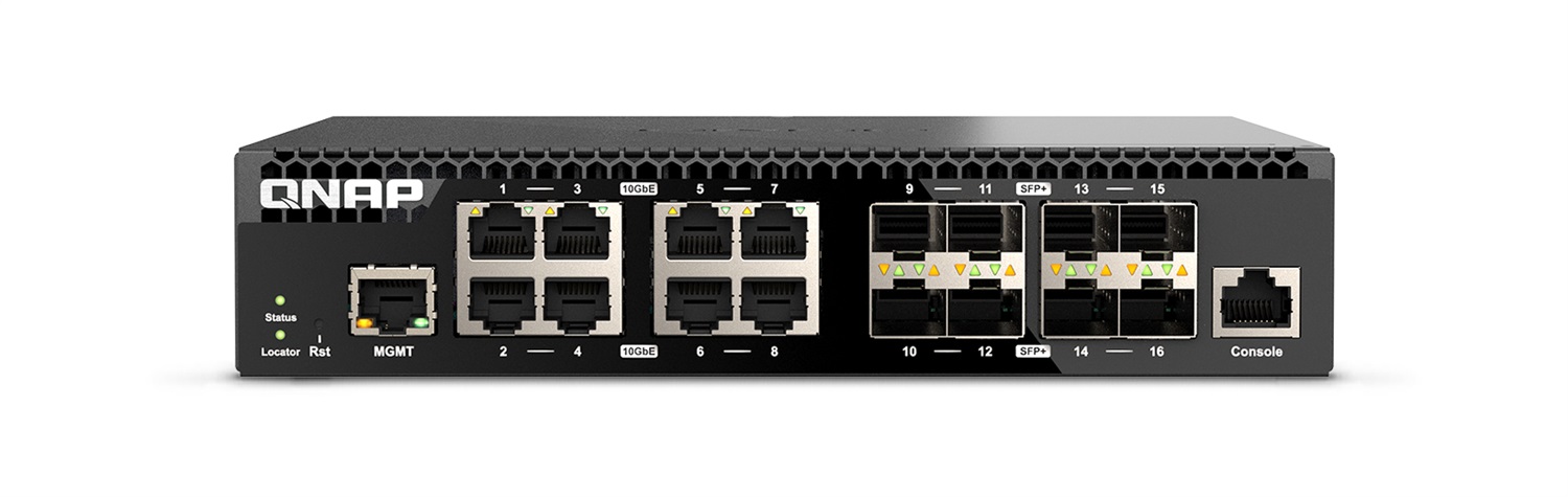QNAP QSW-M3216R-8S8T Switch di rete Gestito L2/L3 con 8 Porte RJ-45 e 8 Porte SFP 10G Ethernet, Montaggio Rack 1U