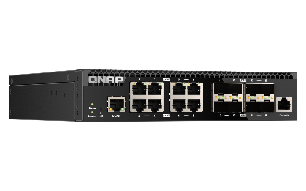 QNAP QSW-M3216R-8S8T Switch di rete Gestito L2/L3 con 8 Porte RJ-45 e 8 Porte SFP 10G Ethernet, Montaggio Rack 1U