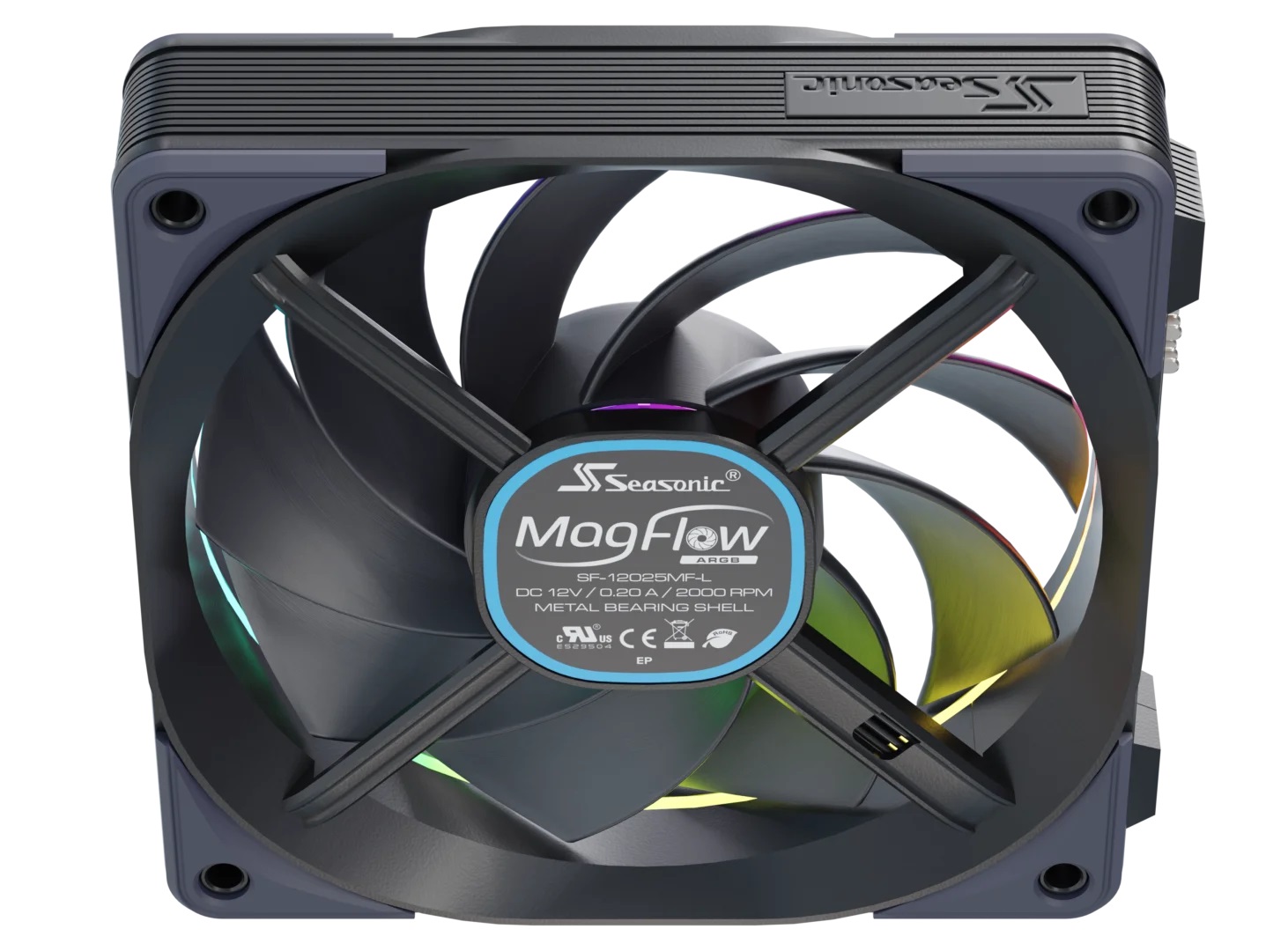 Seasonic MagFlow 1225 PWM ARGB Ventole per Computer 120mm Kit da 3 Nero