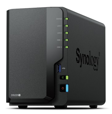 Synology DS225 NAS Desktop 2 Bay con Intel® Celeron® J4125, 2 GB DDR4, ideale per casa e ufficio