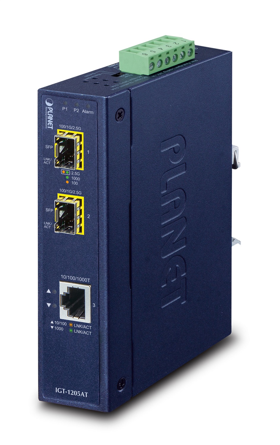 PLANET IGT-1205AT Convertitore Multimediale di Rete 1000 Mbit/s Blu - Interfaccia 10/100/1000T, Output SFP Gigabit
