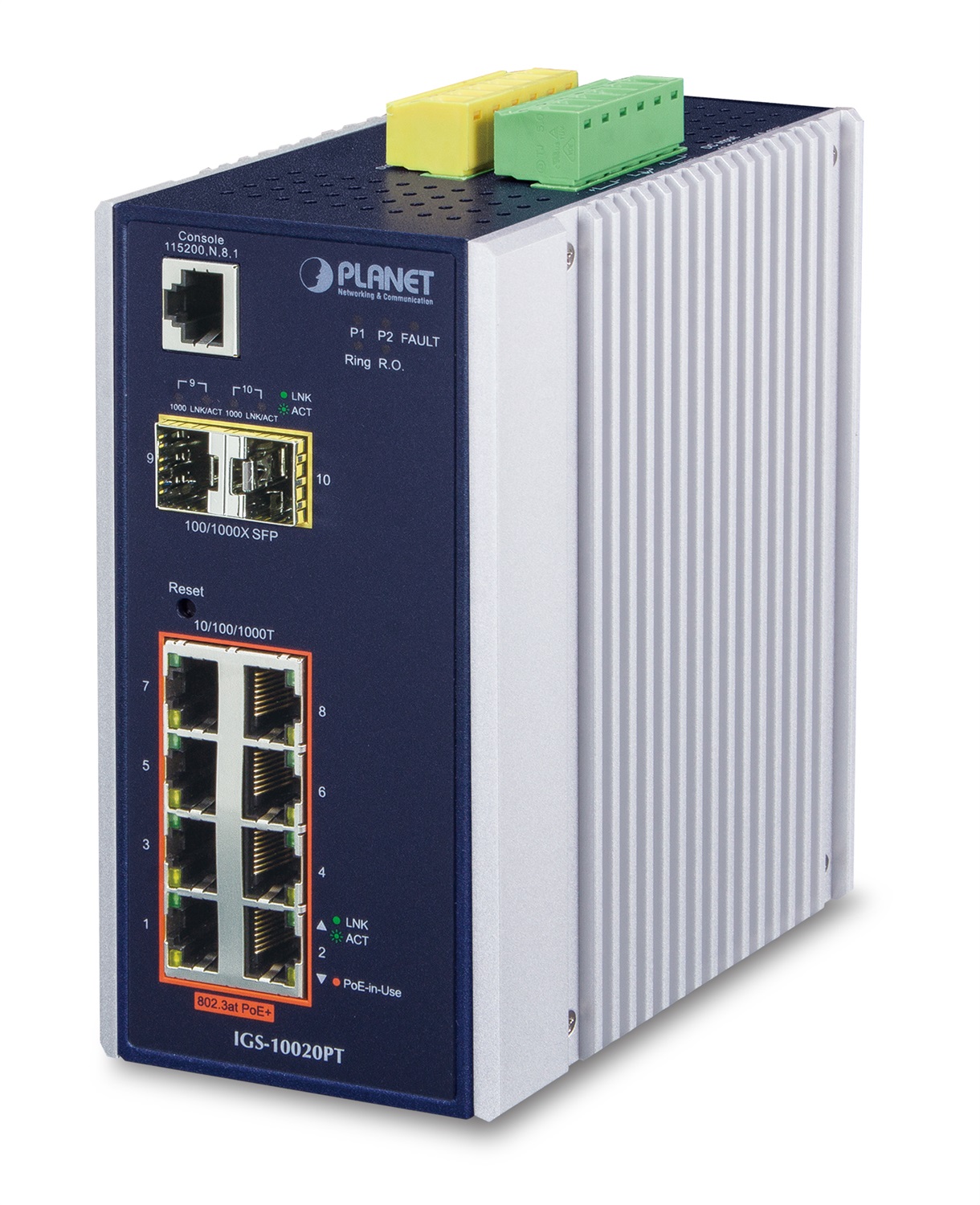 PLANET IGS-10020PT Switch di Rete Gestito L3 Gigabit Ethernet (10/100/1000) con 8 Porte PoE e 2 Porte SFP - Blu, Bianco