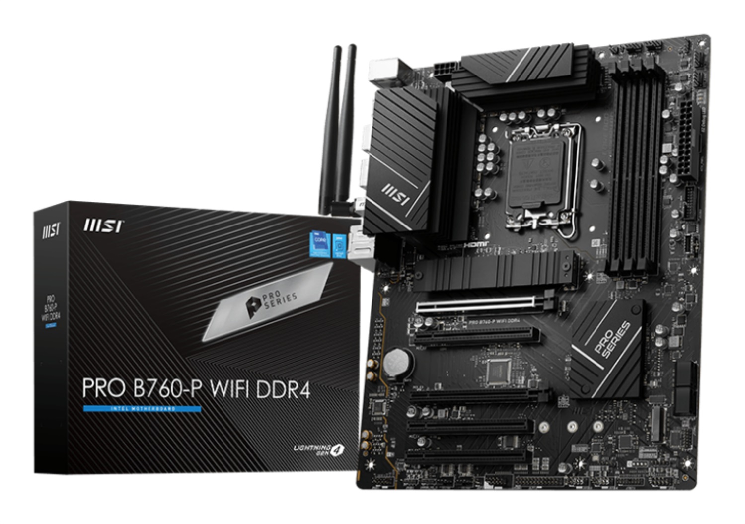 MSI PRO B760-P WIFI DDR4 Scheda Madre ATX LGA 1700 - Supporta Processori Intel di 12°, 13° e 14° Gen, DDR4 fino a 5333 MHz, Slot PCIe 4.0 x16, M.2 Gen4, LAN 2.5G, Wi-Fi 6E