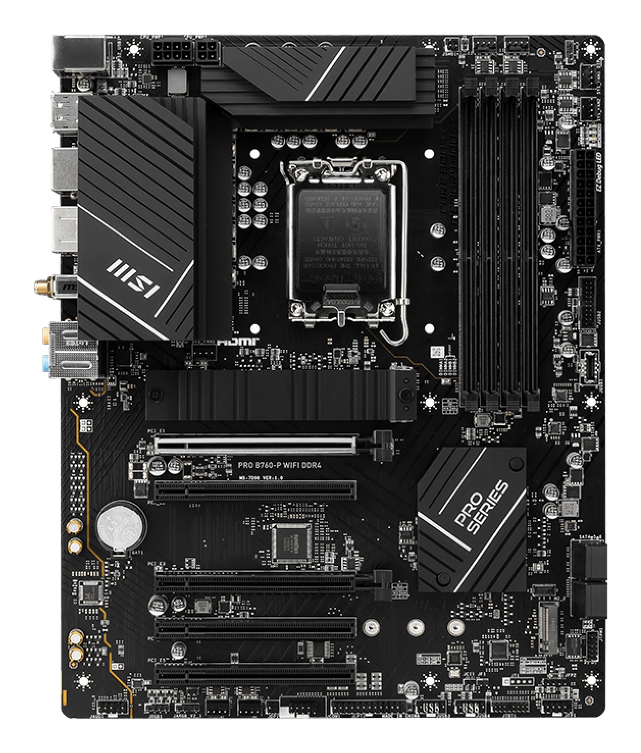 MSI PRO B760-P WIFI DDR4 Scheda Madre ATX LGA 1700 - Supporta Processori Intel di 12°, 13° e 14° Gen, DDR4 fino a 5333 MHz, Slot PCIe 4.0 x16, M.2 Gen4, LAN 2.5G, Wi-Fi 6E