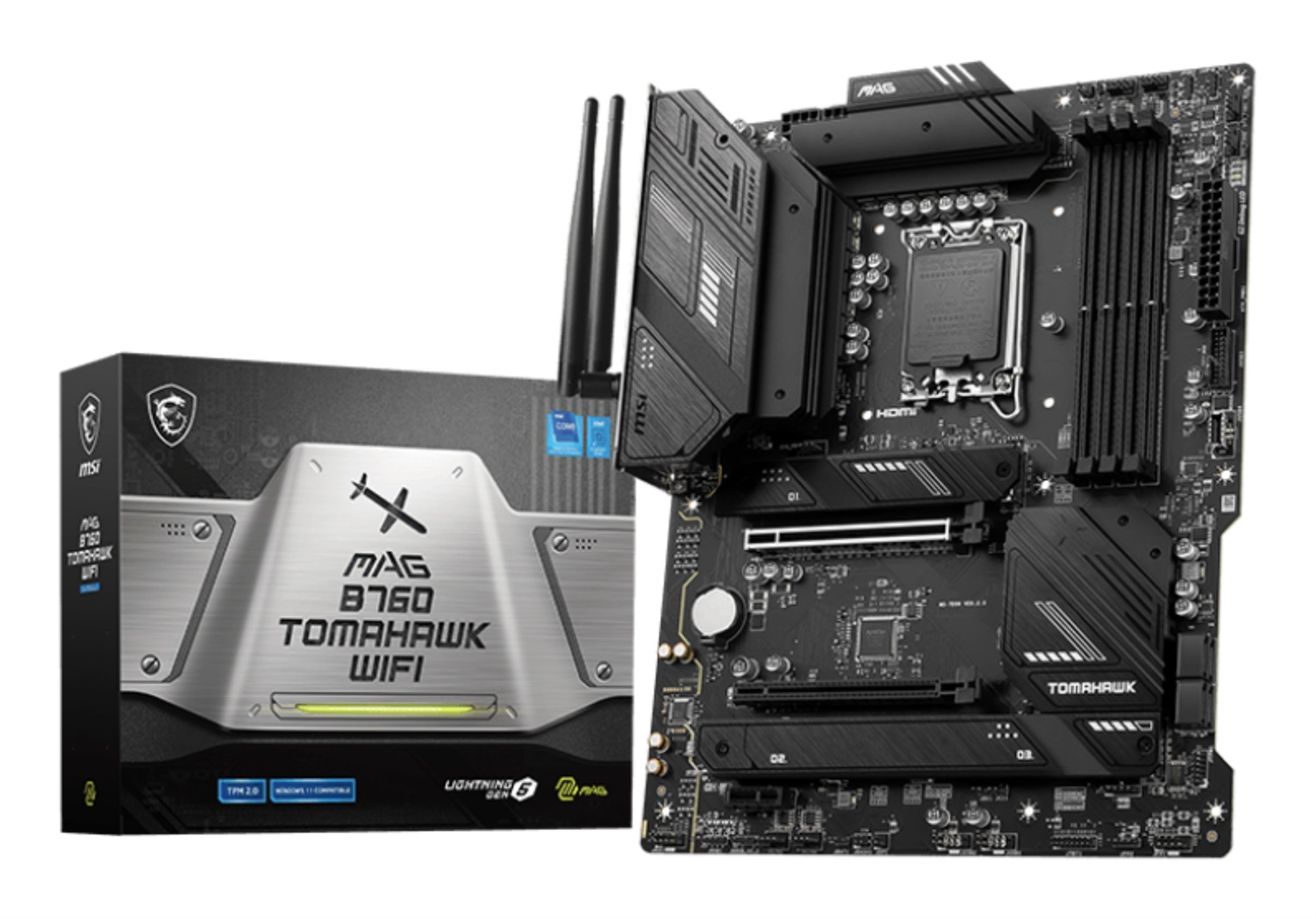 MSI MAG B760 TOMAHAWK WIFI Scheda Madre ATX LGA 1700 - Supporta Intel Core 12a/13a Gen, DDR5 fino a 128GB, Wi-Fi 6E, 4xDDR5, 3xM.2, 4xSATA3