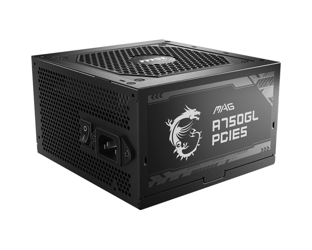 MSI MAG A750GL PCIE5 Alimentatore 750W, 80 Plus Gold, Completamente Modulare, ATX 3.0, Supporto GPU PCIe 5.0, Ventola FDB da 120 mm, Cavi Neri Piatti