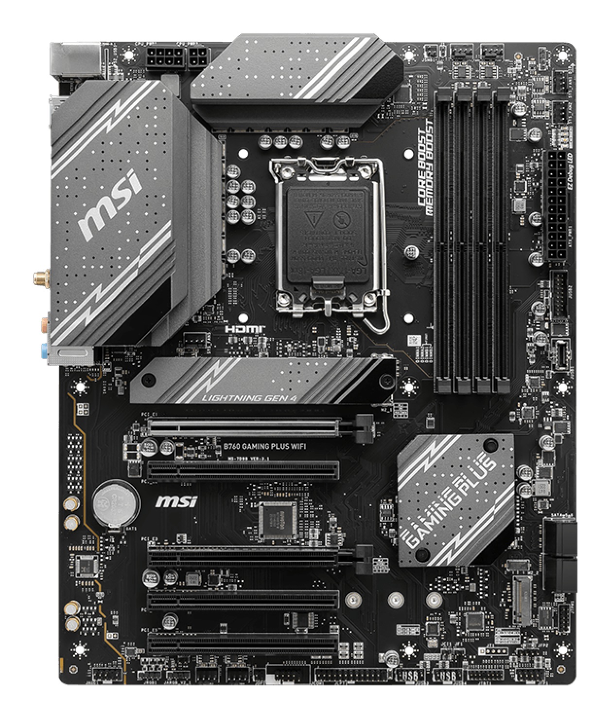 MSI B760 GAMING PLUS WIFI Scheda Madre ATX LGA 1700 - Supporta Intel Core 12a e 13a Gen, DDR5 fino a 192 GB, 5 PCIe 4.0, 3 M.2, LAN 2.5G