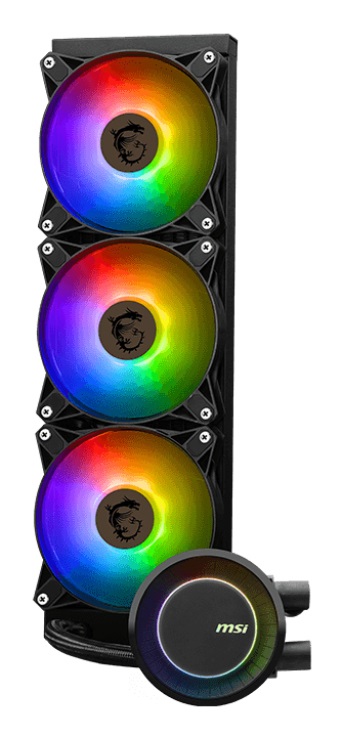 MSI MAG CORELIQUID E360 - Kit di raffreddamento a liquido 360mm con ventole ARGB, compatibile con socket Intel e AMD, flusso d'aria massimo 75,04 pdc/min, disponibile in Nero e Bianco