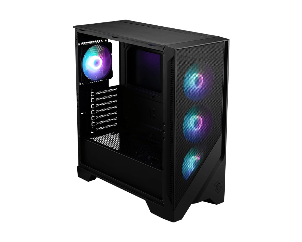MSI MAG FORGE 320R AIRFLOW - Micro Tower PC Case Nero e Trasparente con Ventole ARGB e Pannello in Vetro Temperato