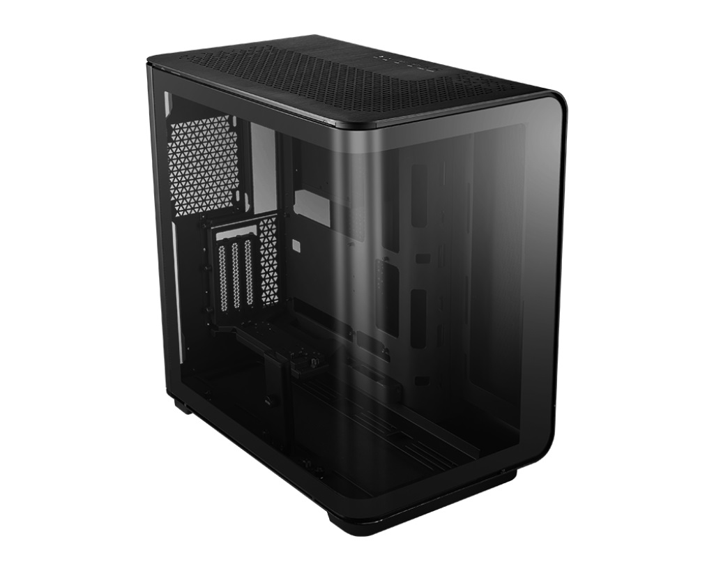 MSI MEG MAESTRO 700L PZ Case PC Midi Tower E-ATX con Vetro Temperato Curvo, Alluminio Monoblocco, Supporto Verticale per GPU e 2 Porte USB 3.0 - Nero