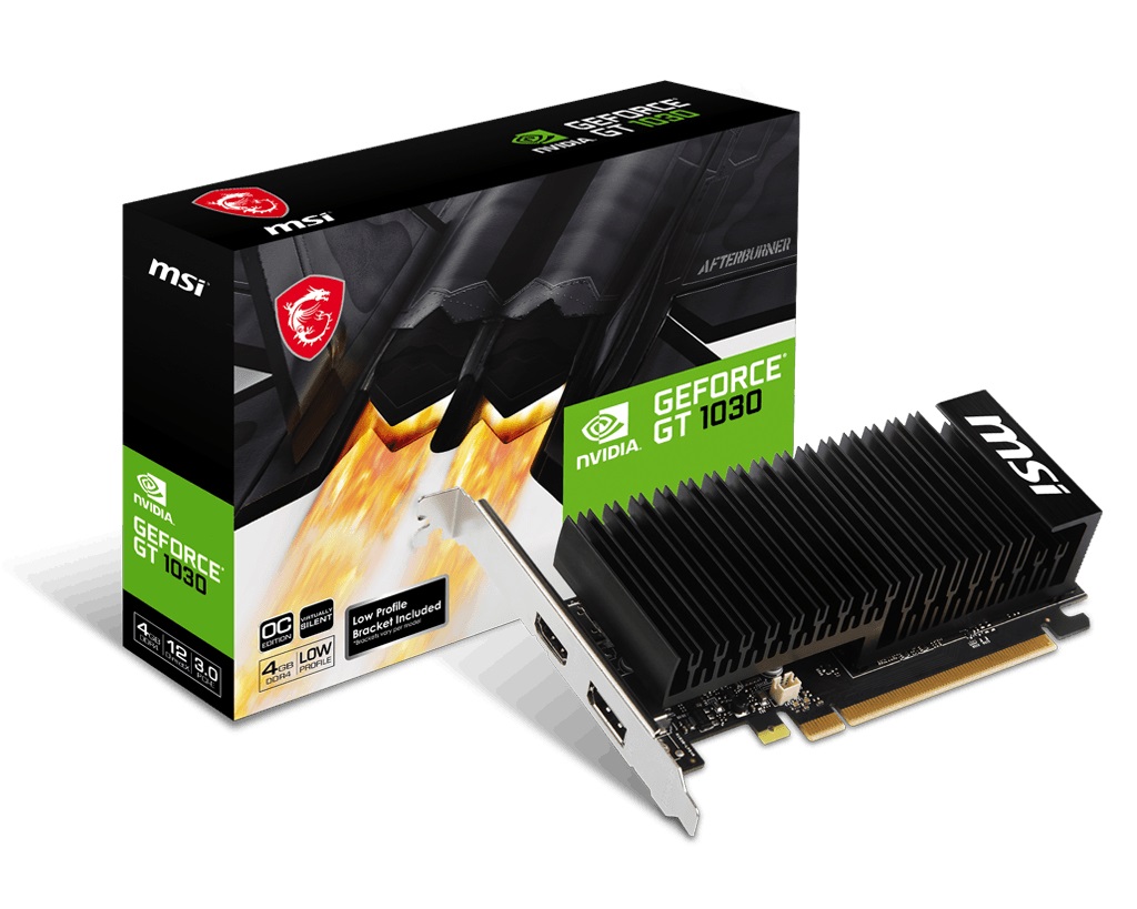 MSI GeForce GT 1030 4GHD4 LP OC - Scheda Video 4 GB GDDR4, 64 bit, PCIe 3.0, HDMI e DisplayPort