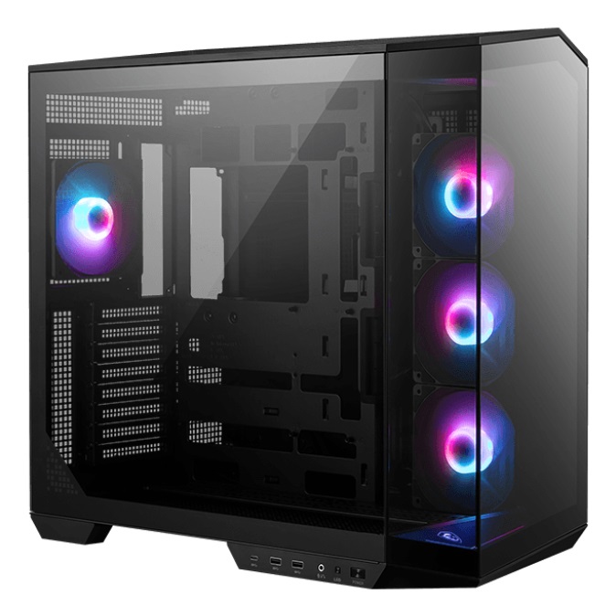 MSI MAG PANO 100R PZ - Case Midi Tower ATX con Vetro Temperato, 3 Ventole ARGB, 2x USB 3.2 Gen 1 e 1x USB 3.2 Gen 2 Type-C, Colore Nero
