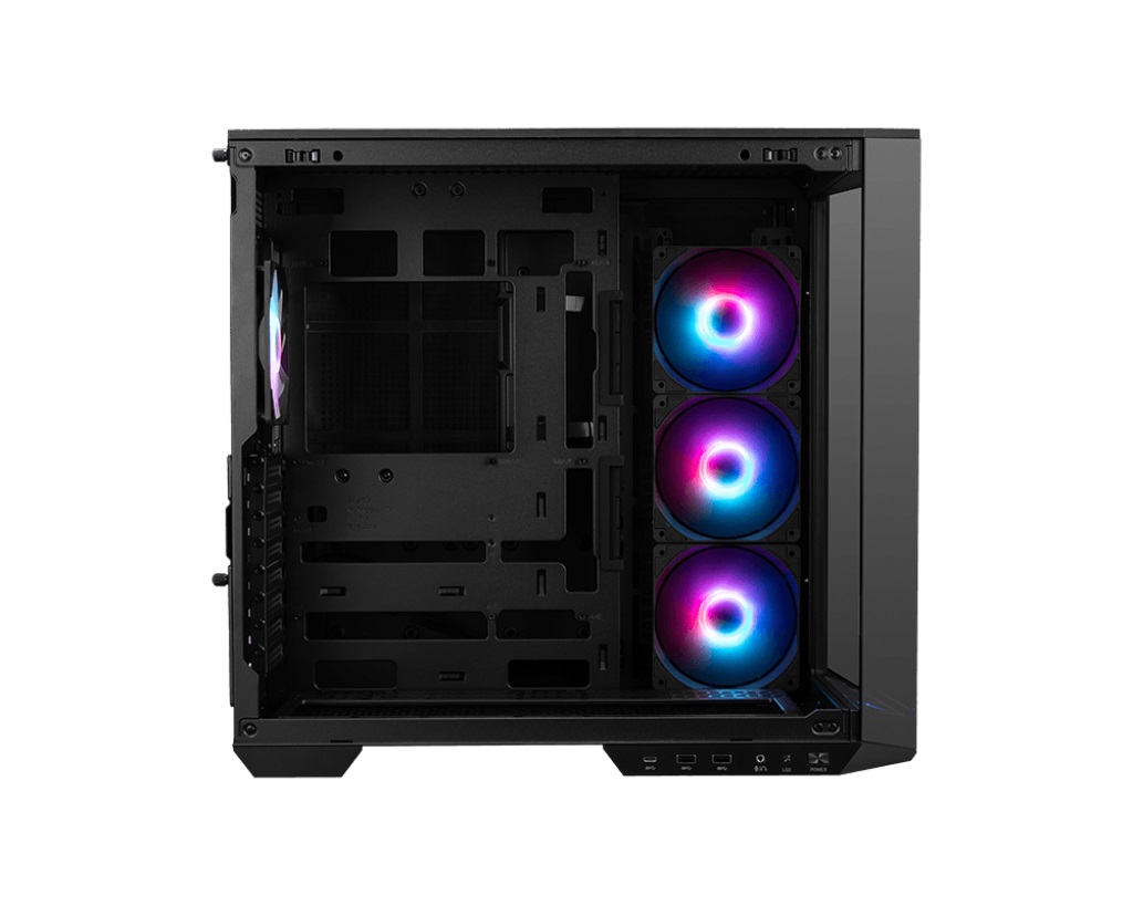 MSI MAG PANO 100R PZ - Case Midi Tower ATX con Vetro Temperato, 3 Ventole ARGB, 2x USB 3.2 Gen 1 e 1x USB 3.2 Gen 2 Type-C, Colore Nero