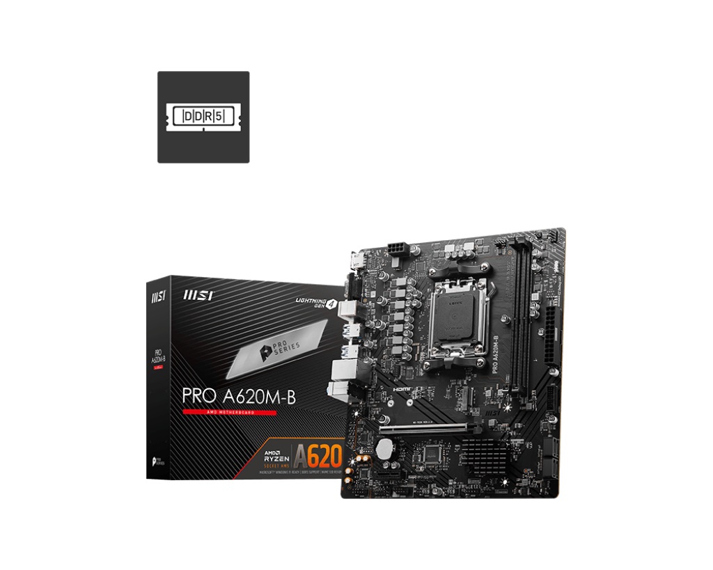 MSI PRO A620M-B Scheda Madre Micro ATX AMD A620 Socket AM5 DDR5 con Supporto fino a 128 GB di RAM