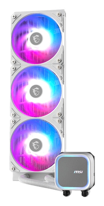 MSI MAG CORELIQUID A13 360 WHITE - Raffreddatore a liquido AIO 12 cm, flusso d'aria 62,6 pdc/min, compatibile con AMD AM5 e LGA 1700, design minimalista