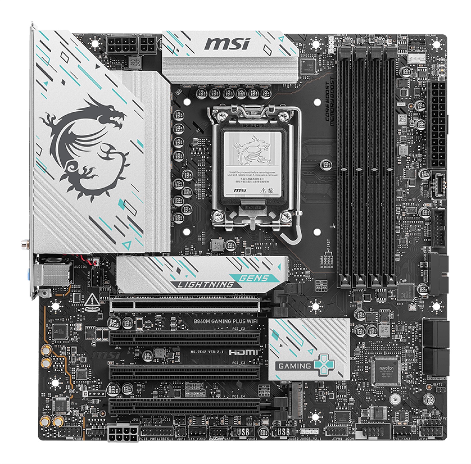 MSI B860M GAMING PLUS WIFI - Scheda Madre mATX LGA 1851, DDR5 fino a 256GB, PCIe 5.0, Wi-Fi 7 e Intel Killer LAN