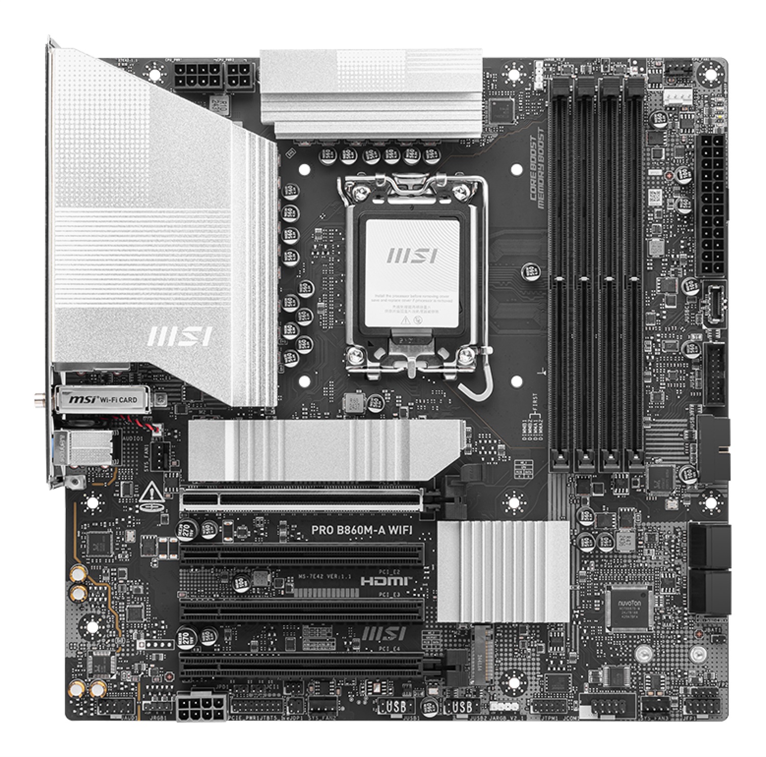 MSI PRO B860M-A WIFI - Scheda Madre Micro ATX LGA 1851 con Supporto DDR5 fino a 256GB, PCIe 5.0, Wi-Fi 7 e 5G LAN