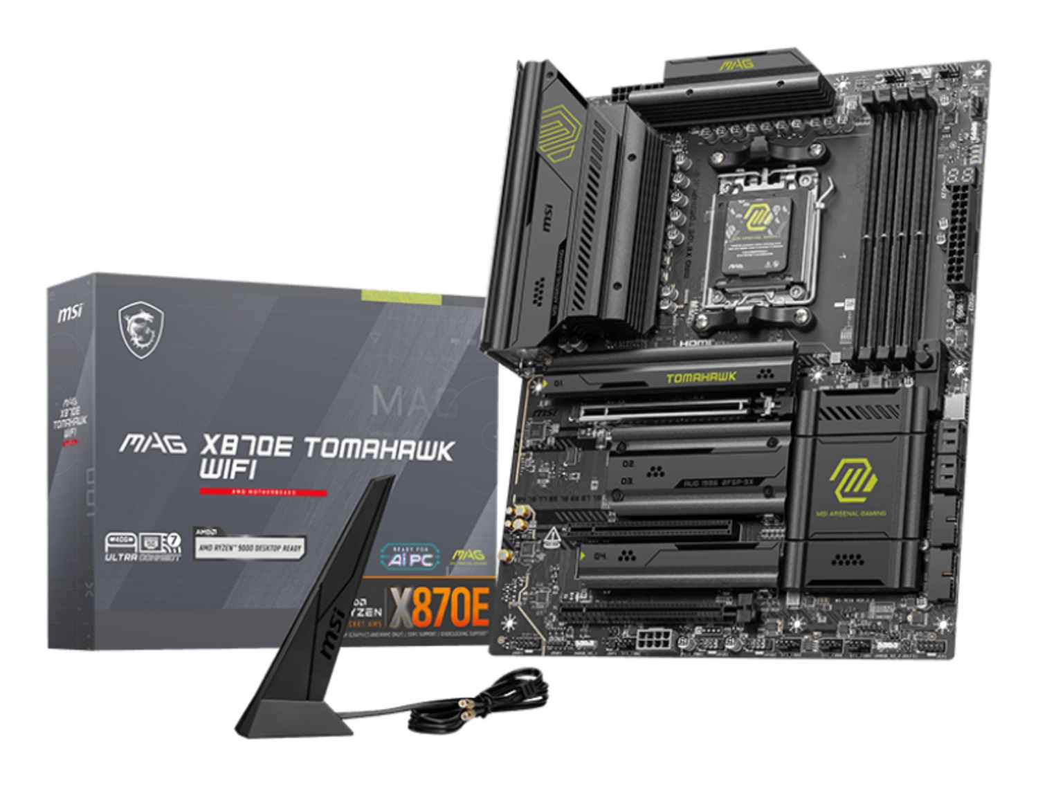 MSI MAG X870E TOMAHAWK WIFI - Scheda madre ATX con Socket AM5, compatibile con AMD Ryzen 7000/8000/9000, DDR5 fino a 256 GB, Wi-Fi 7 e PCIe 5.0