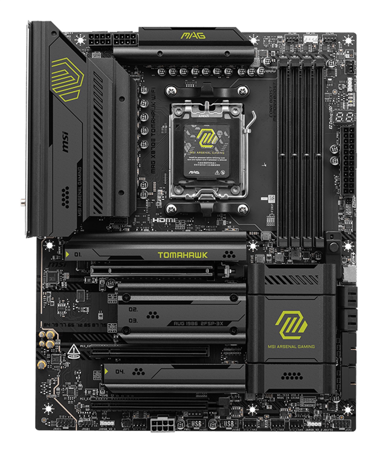MSI MAG X870E TOMAHAWK WIFI - Scheda madre ATX con Socket AM5, compatibile con AMD Ryzen 7000/8000/9000, DDR5 fino a 256 GB, Wi-Fi 7 e PCIe 5.0