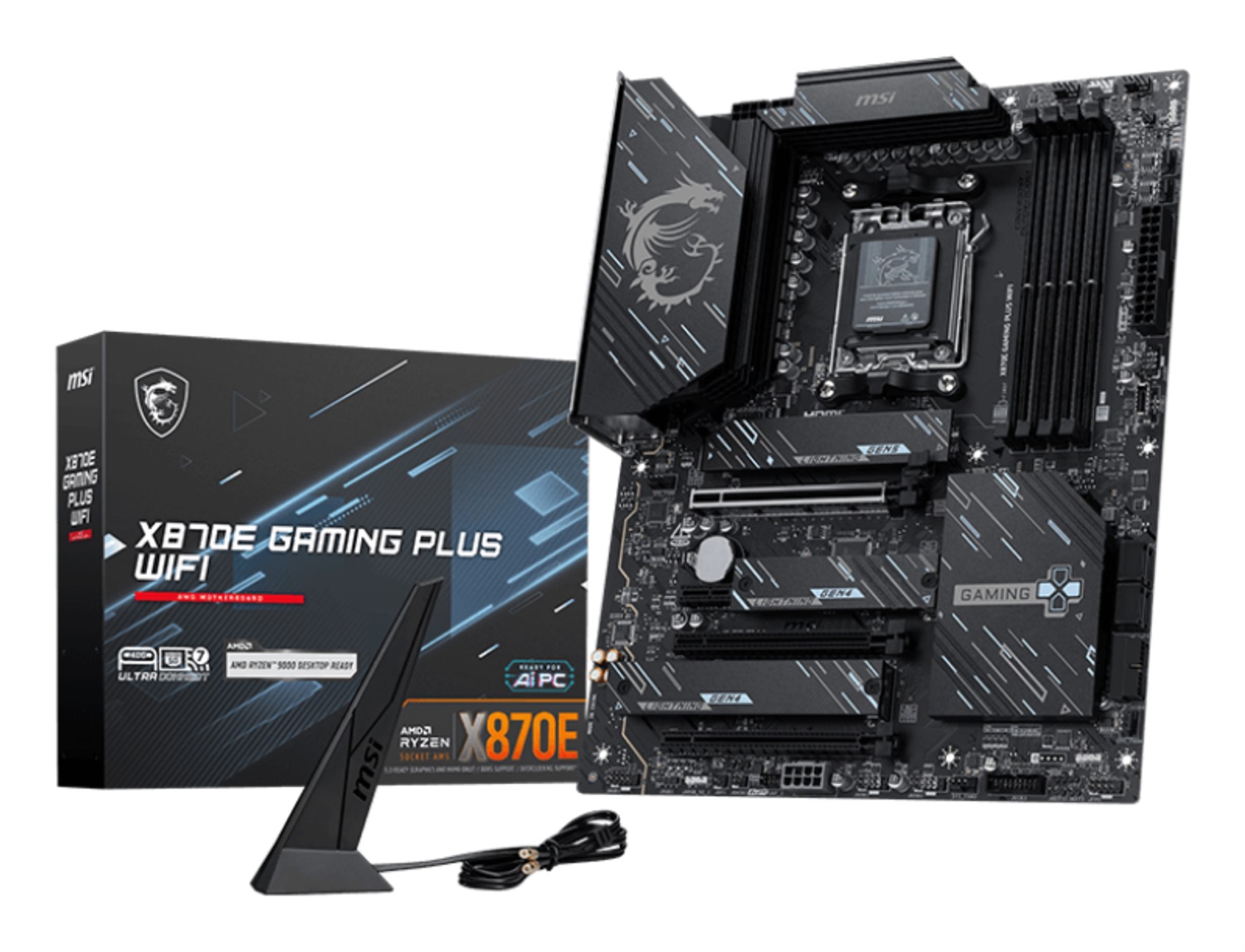 MSI X870E GAMING PLUS WIFI - Scheda Madre ATX Socket AM5 per AMD Ryzen 7000/8000/9000, DDR5 fino a 256 GB, PCIe 5.0, Wi-Fi 7