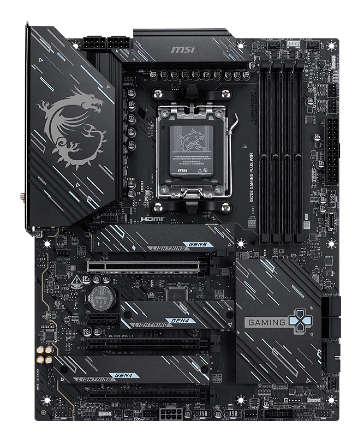 MSI X870E GAMING PLUS WIFI - Scheda Madre ATX Socket AM5 per AMD Ryzen 7000/8000/9000, DDR5 fino a 256 GB, PCIe 5.0, Wi-Fi 7