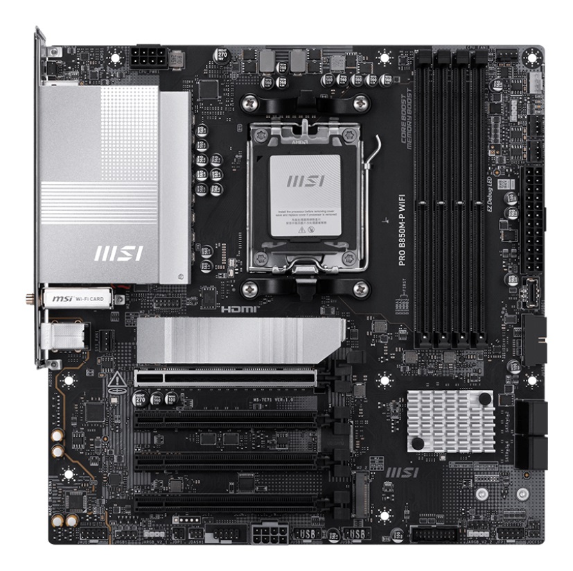 MSI PRO B850M-P WIFI Scheda Madre micro ATX, AMD B850, Socket AM5, Supporta AMD Ryzen 7000/8000/9000, DDR5 fino a 256 GB, PCIe 5.0, Wi-Fi 7