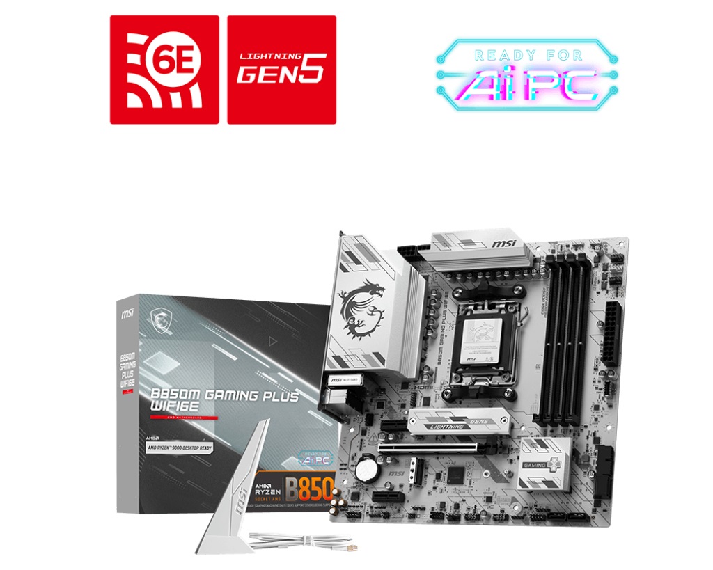 MSI B850M GAMING PLUS WIFI6E - Scheda Madre Micro ATX AM5 per Processori AMD Ryzen 9000/8000/7000, DDR5 fino a 8200 MT/s, Wi-Fi 6E e LAN 2.5G