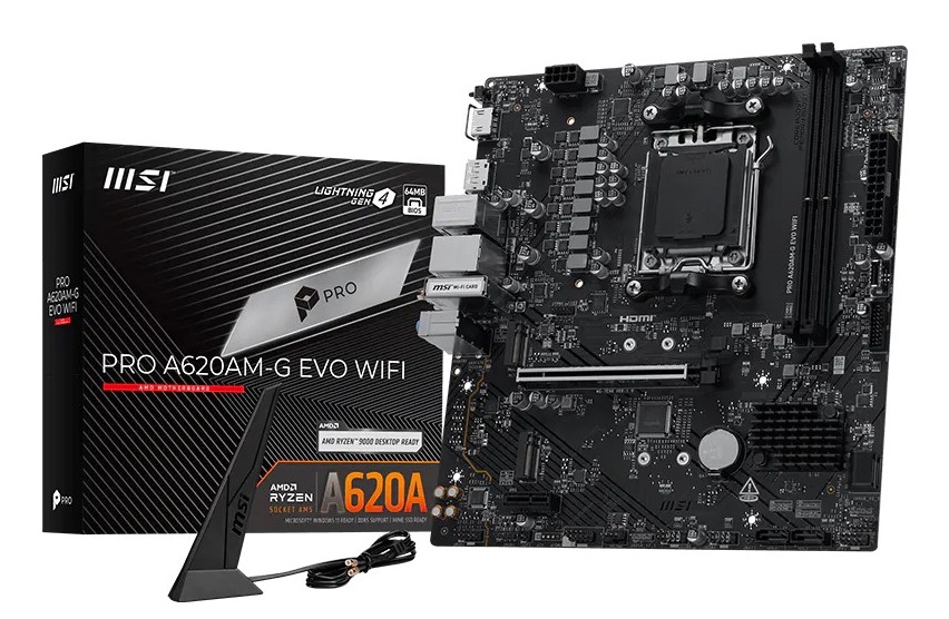 MSI Pro A620AM-G EVO WIFI - Scheda Madre mATX AM5 con supporto DDR5 fino a 128GB e compatibile con AMD Ryzen 7000/8000/9000