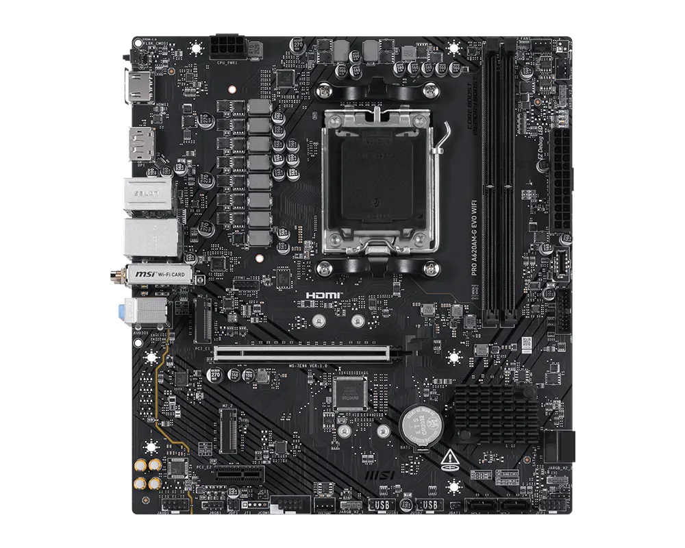 MSI Pro A620AM-G EVO WIFI - Scheda Madre mATX AM5 con supporto DDR5 fino a 128GB e compatibile con AMD Ryzen 7000/8000/9000
