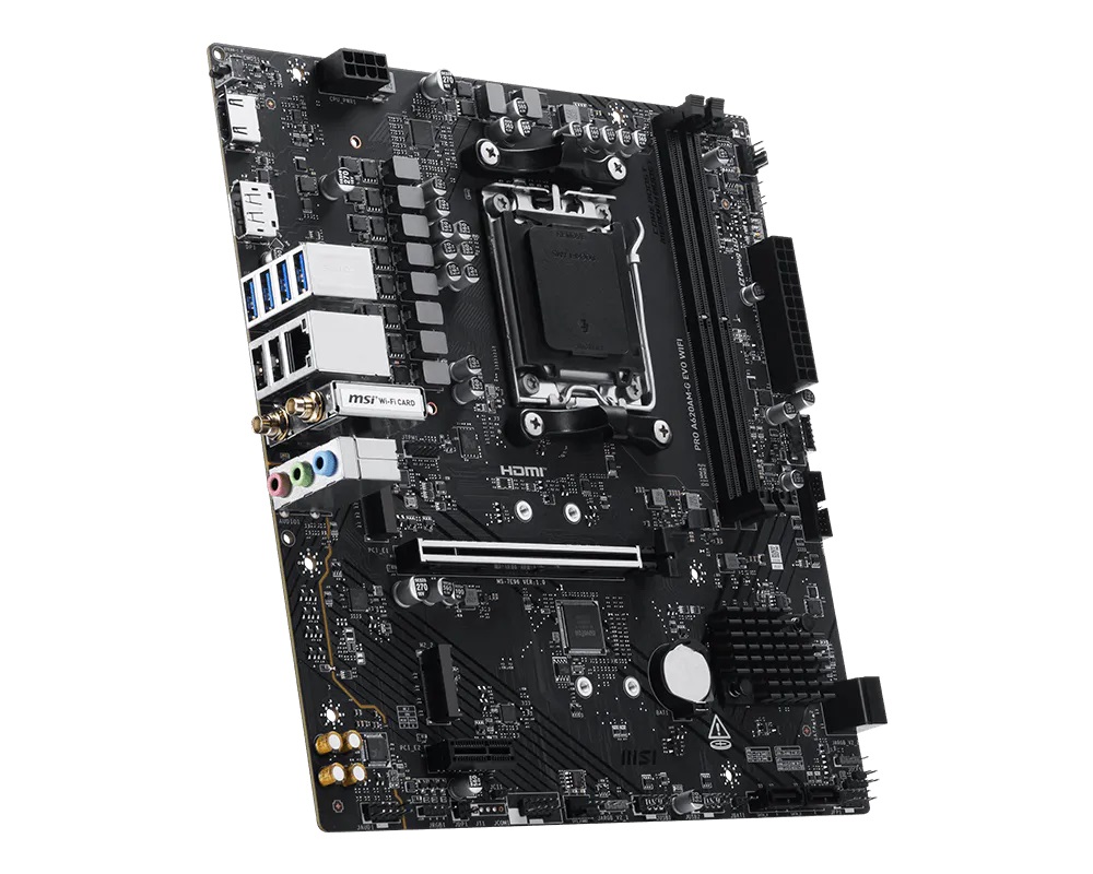 MSI Pro A620AM-G EVO WIFI - Scheda Madre mATX AM5 con supporto DDR5 fino a 128GB e compatibile con AMD Ryzen 7000/8000/9000
