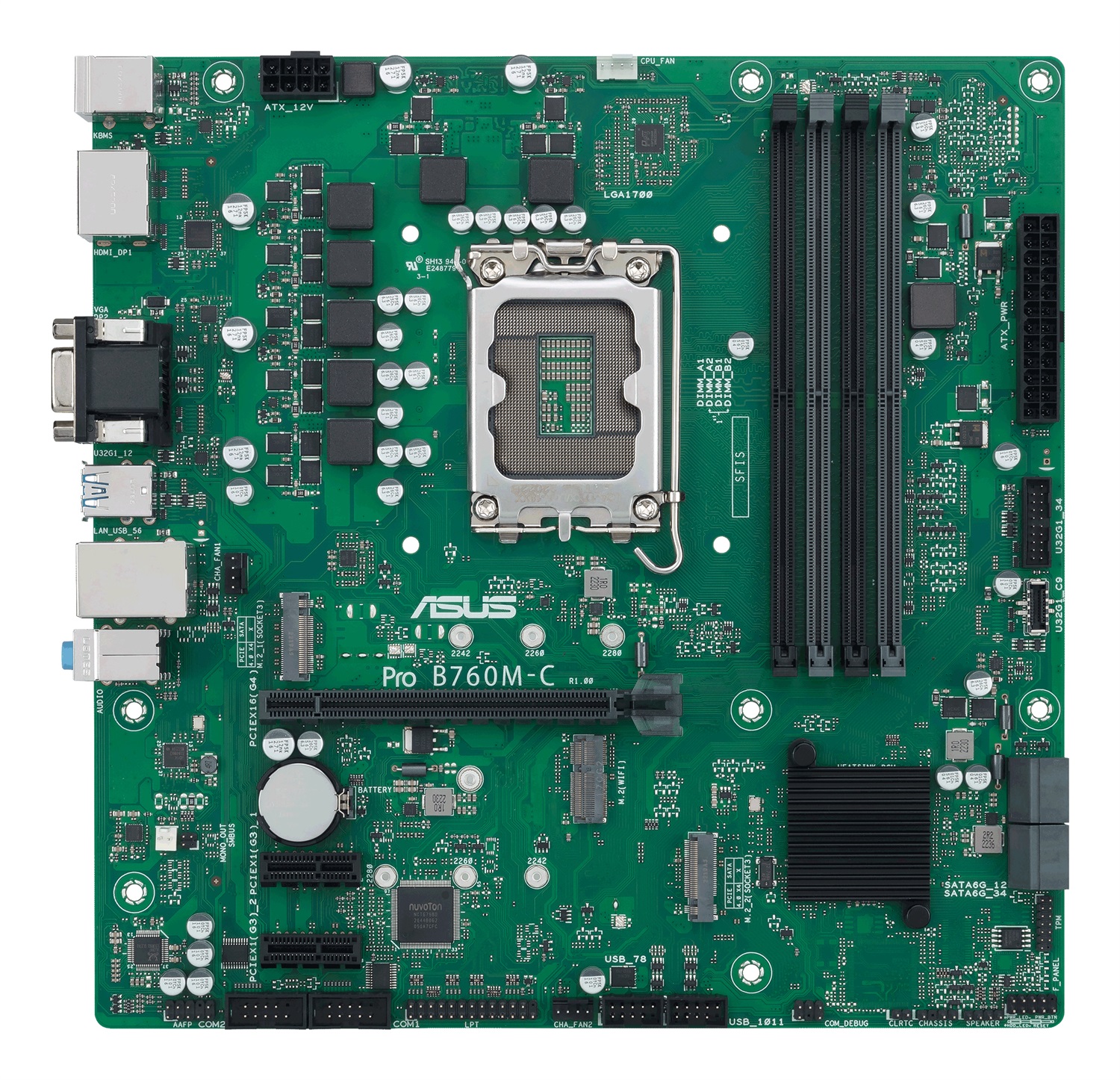 ASUS PRO B760M-C-CSM Scheda Madre Micro ATX Intel B760 LGA 1700 con DDR5, 4x SATA, 2x M.2, 2.5Gb Ethernet, HDMI e DisplayPort