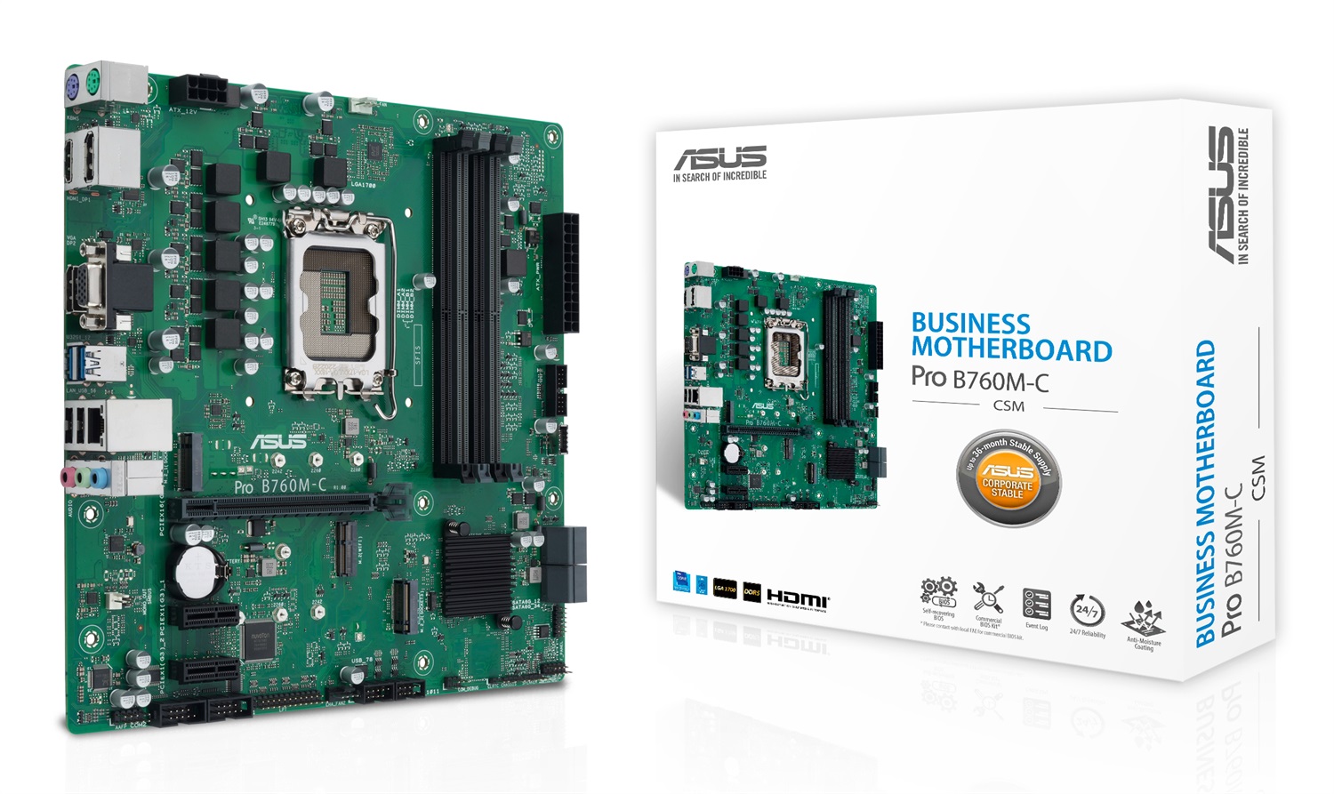 ASUS PRO B760M-C-CSM Scheda Madre Micro ATX Intel B760 LGA 1700 con DDR5, 4x SATA, 2x M.2, 2.5Gb Ethernet, HDMI e DisplayPort